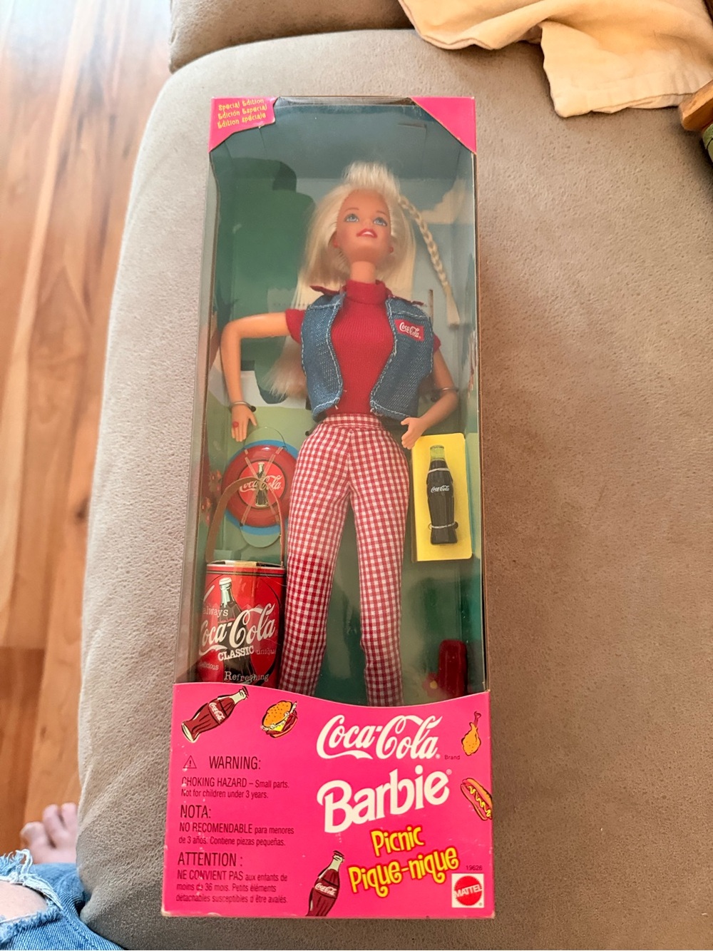 Barbie x Coca-Cola Red & White Gingham Pants with Denim Vest